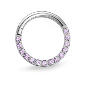 daith septum rinkute classic su kristalais sidabro pink