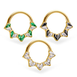 daith septum rinkute crown su kristalais aukso