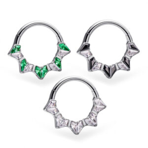 daith septum rinkute crown su kristalais sidabro