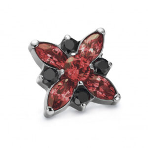 Marquise gėlė su kristalais black garnet